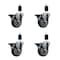 Service Caster 4'' Thermoplastic Rubber Swivel 1-1/2'' Expanding Stem Caster Set with Brake, 4PK SCC-EX20S414-TPRB-PLB-112-4 - alternate 1